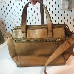 Fossil leather cross body tote style bag